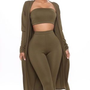 FashionNova Olive green 3 piece set.